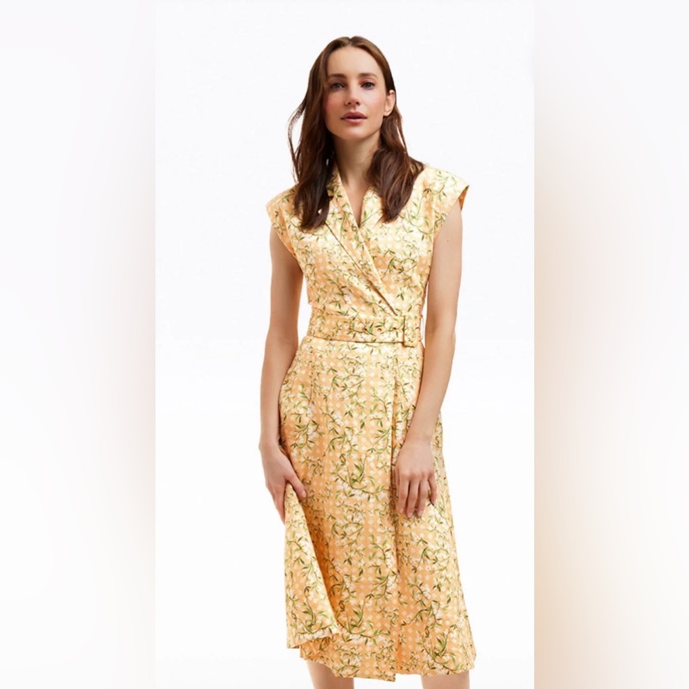 NWT Draper James- Addison Short Sleeve Midi Shirtdress in Floral Rattan. Size 14